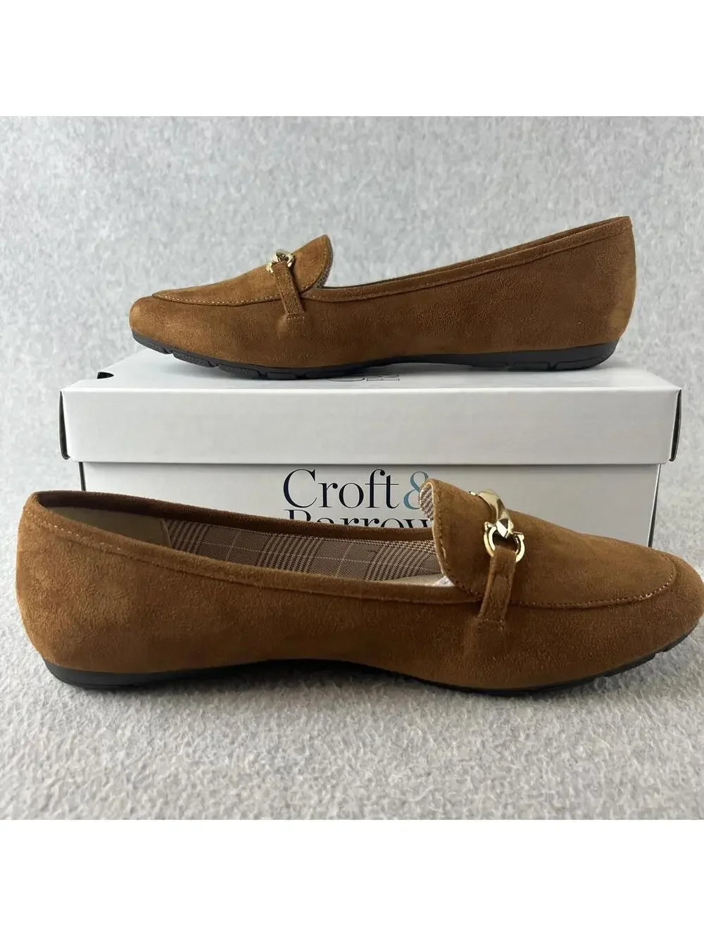 Croft & Barrow Slip On Loafers Shoes Womens Size 6 Faux Suede Comfort Classic